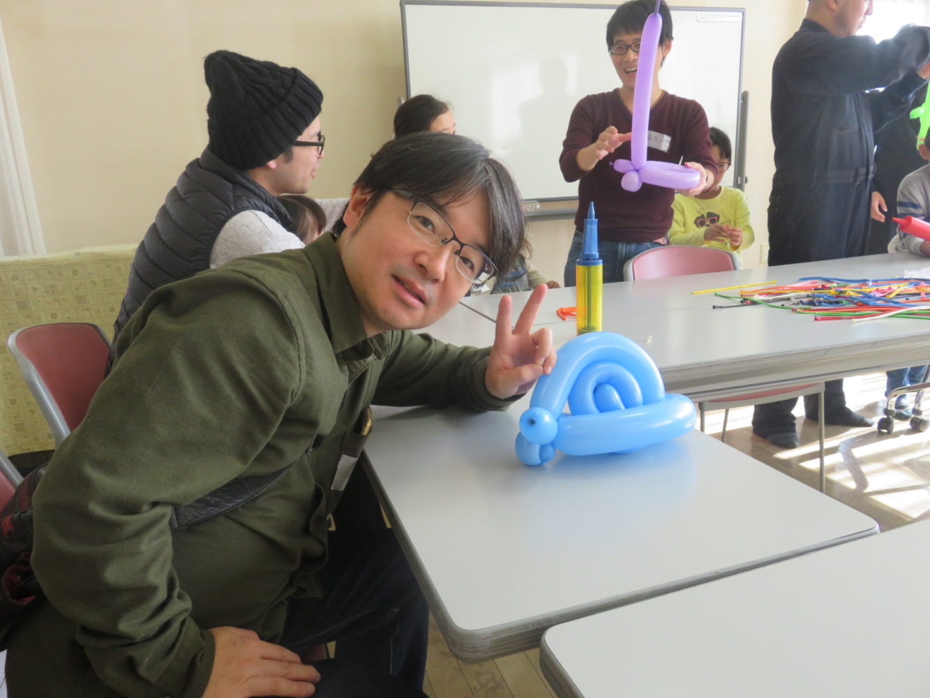 バルーン講座作品とパパ
