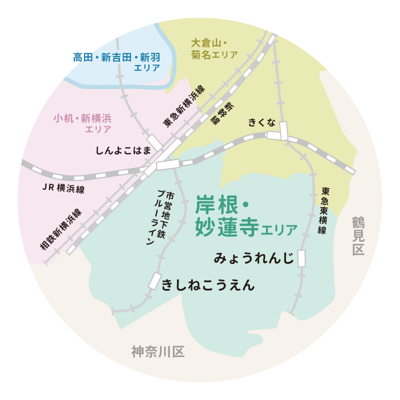 岸根・妙蓮寺の地図